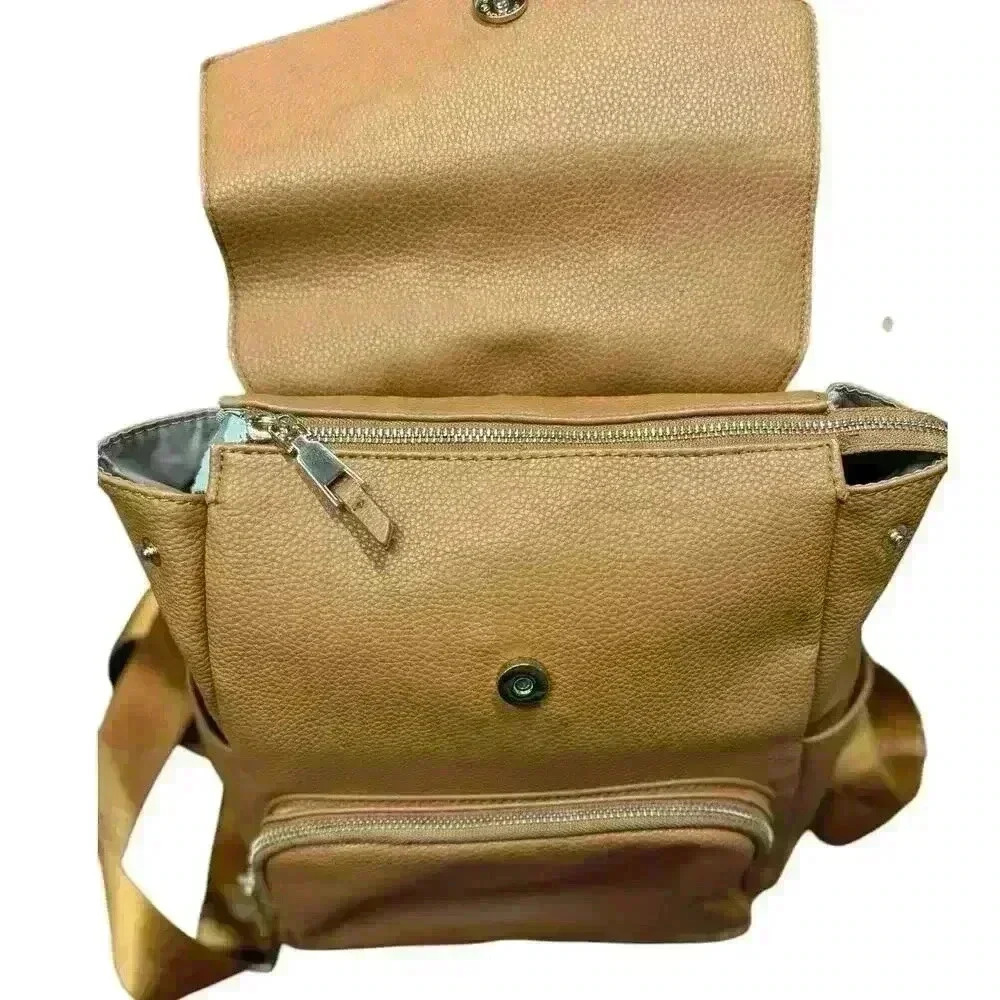 Park and Faith Cognac Pebble Faux Leather Finish Mini  Backpack - Picture 6 of 11